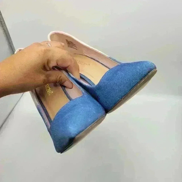 ShoeDazzle High Heels Pumps Denim Size 7.5 Light BLUE SOFT PINK Stiletto Pointed - Picture 6 of 12
